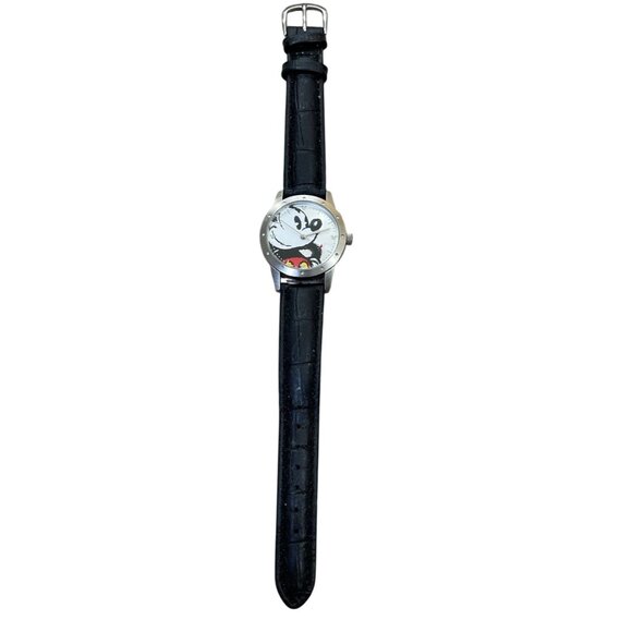 Men's Disneyland Mickey Mouse Watch Limited Edition Leather Black 1.25" - Picture 1 of 5